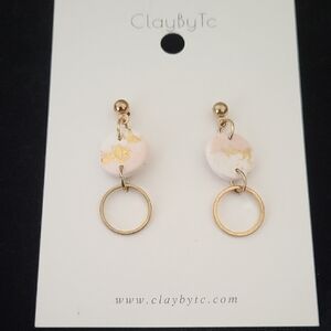 Gold Tone And Polymer  Clay Cream Earrings